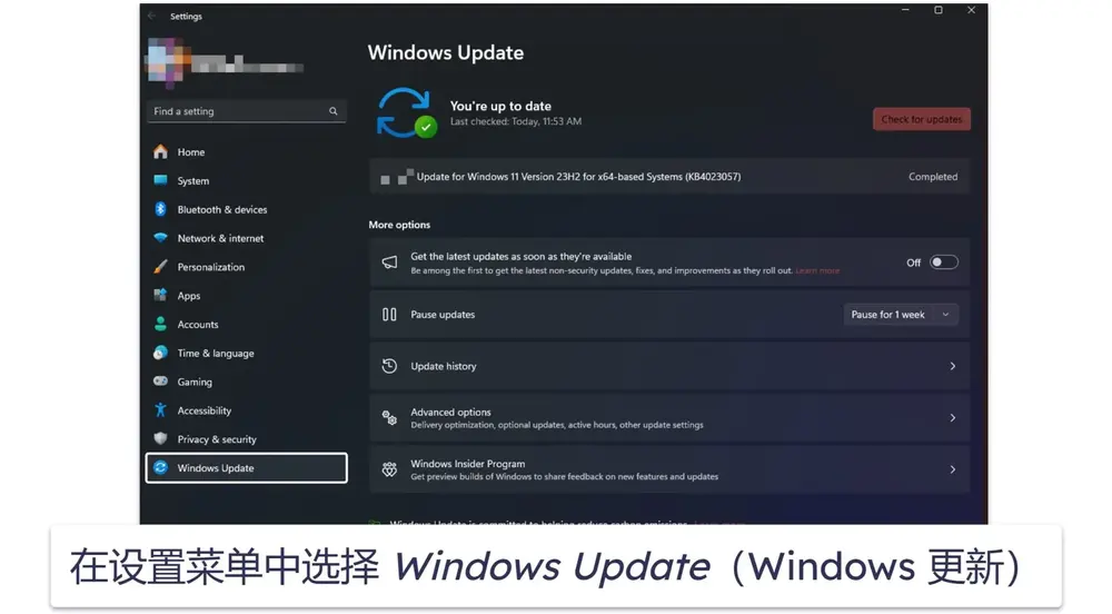 Windows 11 更新步骤